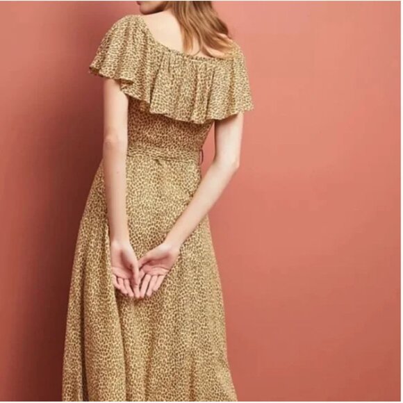 Anthropologie Bolano Cheetah Leopard Print Button Down Midi Dress 8 - Picture 2 of 6
